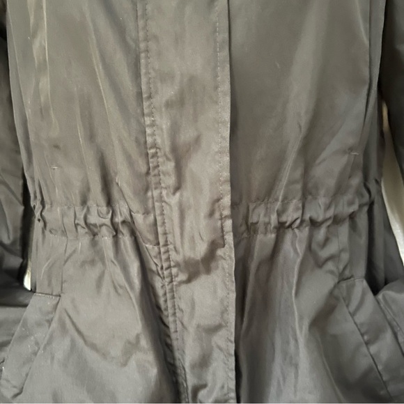 A New Day black mid length zipper snap hoodie windbreaker pockets cinch waist XS - Picture 14 of 14